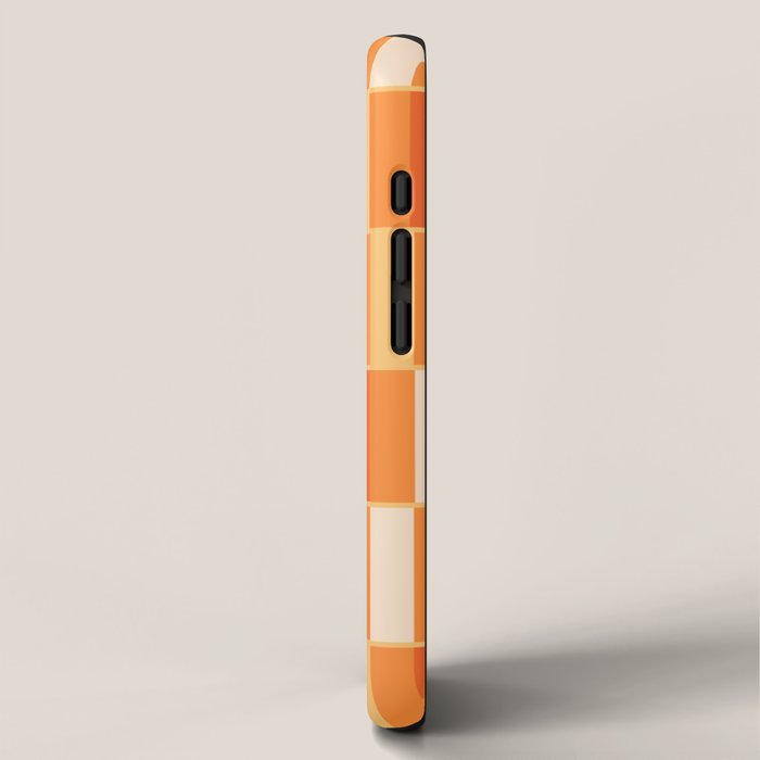 Long Blocks Retro Geometric Check Pattern in Tangerine Medium Orange Tones iPhone Case Gallery Image 2