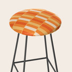 Long Blocks Retro Geometric Check Pattern in Tangerine Medium Orange Tones Stool Gallery Image 2