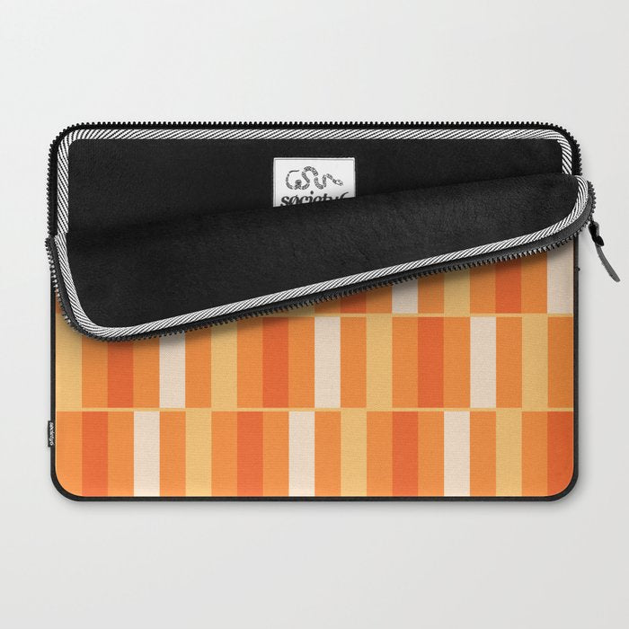 Long Blocks Retro Geometric Check Pattern in Tangerine Medium Orange Tones Laptop Sleeve Gallery Image 2