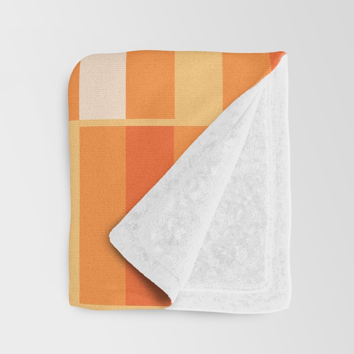 Long Blocks Retro Geometric Check Pattern in Tangerine Medium Orange Tones Throw Blanket Gallery Image 3