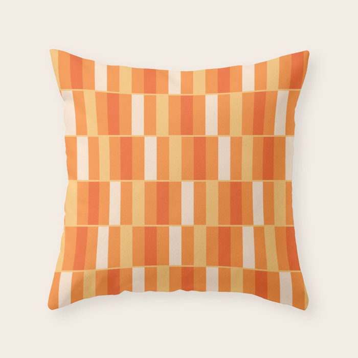 Long Blocks Retro Geometric Check Pattern in Tangerine Medium Orange Tones Throw Pillow Gallery Image 6