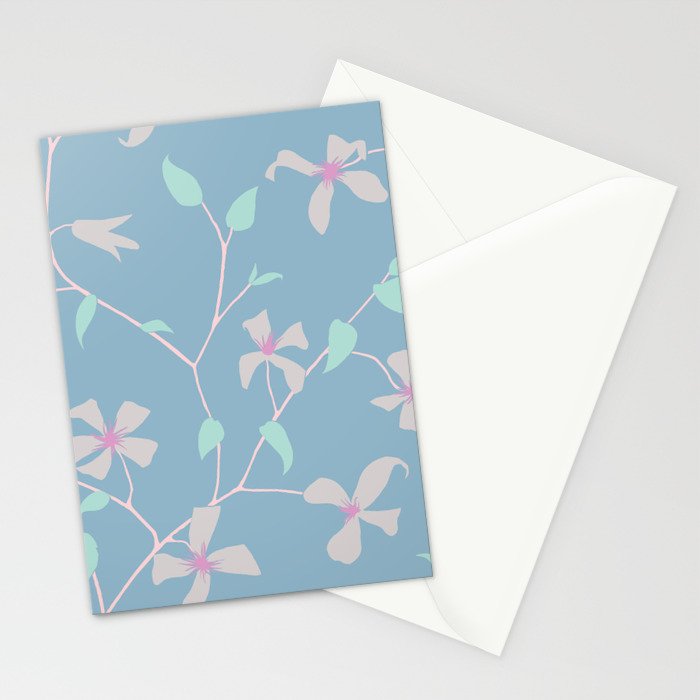 Floral Clematis Vine - Cool Summer Stationery Card Gallery Image 2