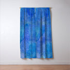 Hand painted abstract blue green watercolor brushstrokes Window Curtain Gallery Image 3