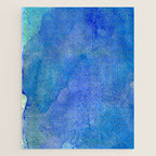 Hand painted abstract blue green watercolor brushstrokes Jigsaw Puzzle Gallery Image 1