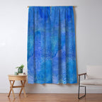 Hand painted abstract blue green watercolor brushstrokes Window Curtain Gallery Image 5