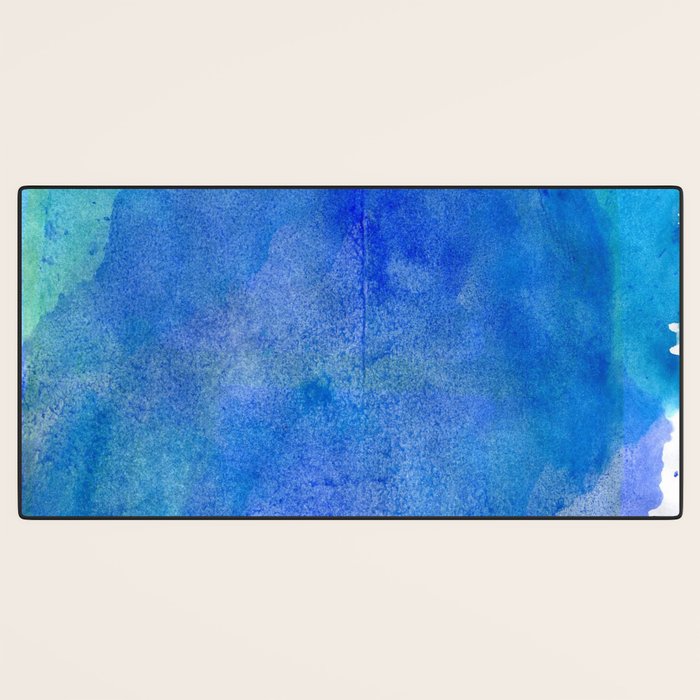 Hand painted abstract blue green watercolor brushstrokes Desk Mat Gallery Image 3