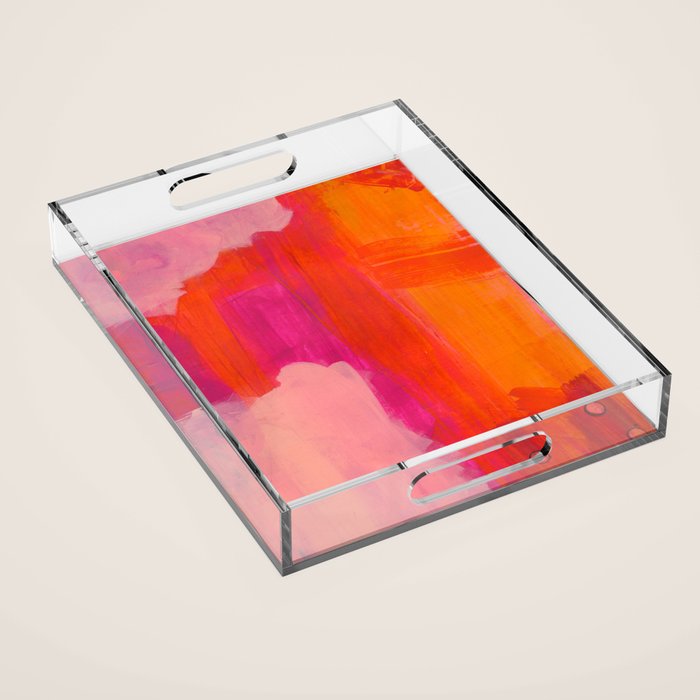Colors of Love - colorful bright acrylic abstract painting Acrylic Tray Gallery Image 1