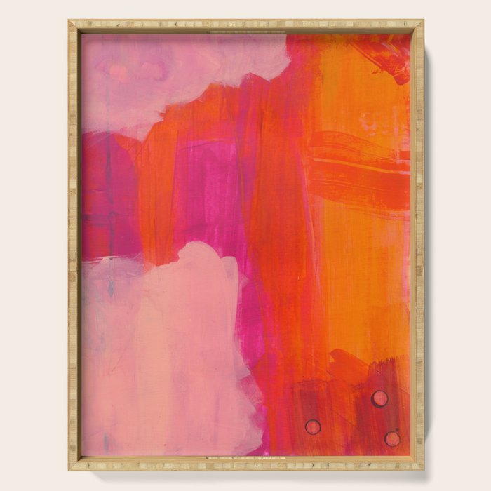Colors of Love - colorful bright acrylic abstract painting Serving Tray Gallery Image 1