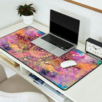 Gold watercolor and nebula mandala Desk Mat Gallery Image 2