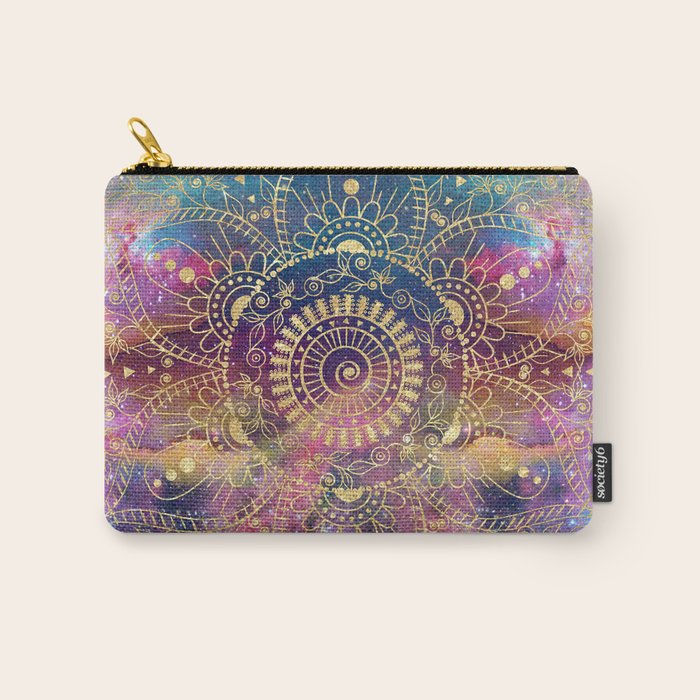Gold watercolor and nebula mandala Carry All Pouch Gallery Image 1