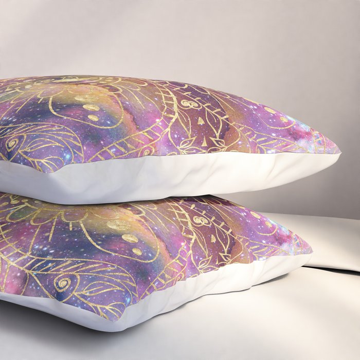 Gold watercolor and nebula mandala Pillow Sham Gallery Image 3