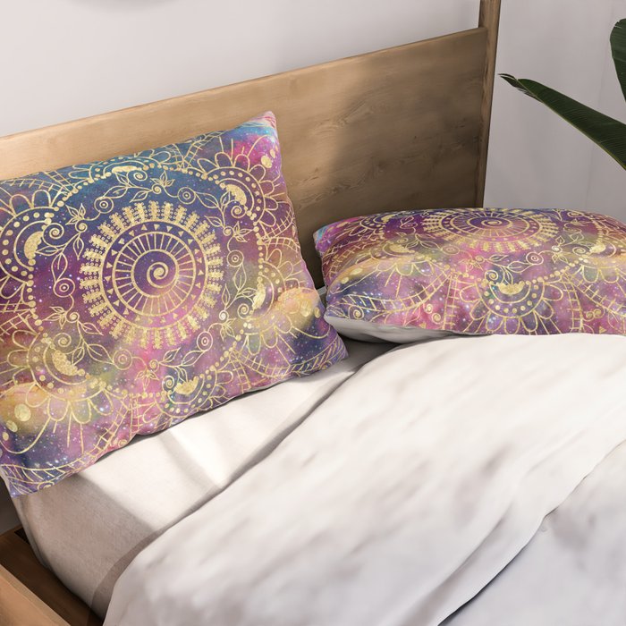 Gold watercolor and nebula mandala Pillow Sham Gallery Image 2
