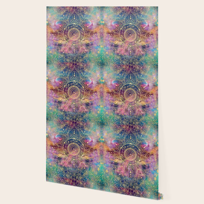 Gold watercolor and nebula mandala Wallpaper Gallery Image 2