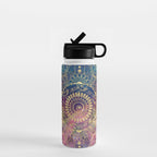 Gold watercolor and nebula mandala Water Bottle Gallery Image 1