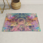 Gold watercolor and nebula mandala Rug Gallery Image 1