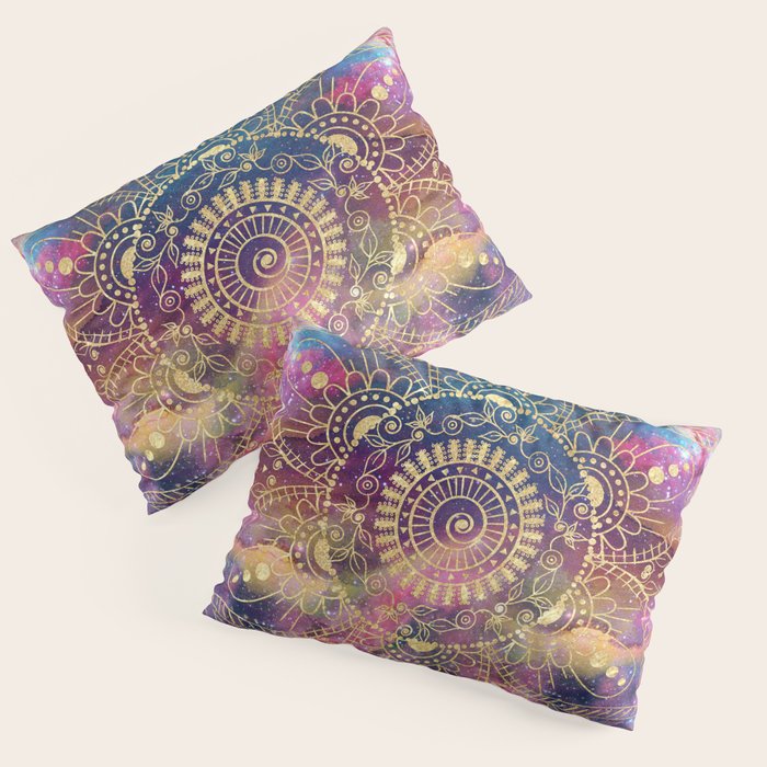 Gold watercolor and nebula mandala Pillow Sham Gallery Image 1
