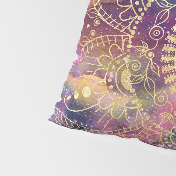 Gold watercolor and nebula mandala Pillow Sham Gallery Image 4