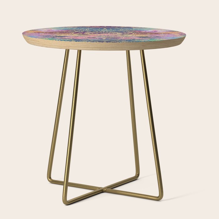Gold watercolor and nebula mandala Side Table Gallery Image 1