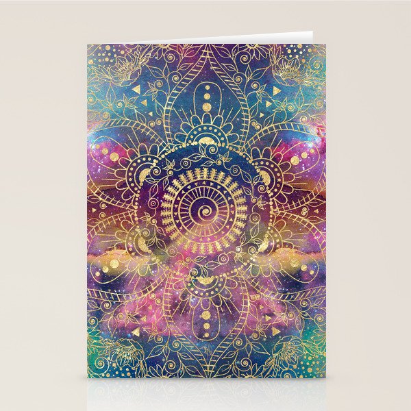 Gold watercolor and nebula mandala Stationery Card Gallery Image 2