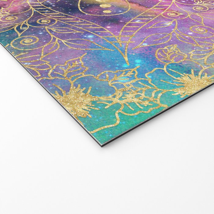 Gold watercolor and nebula mandala Welcome Mat Gallery Image 2