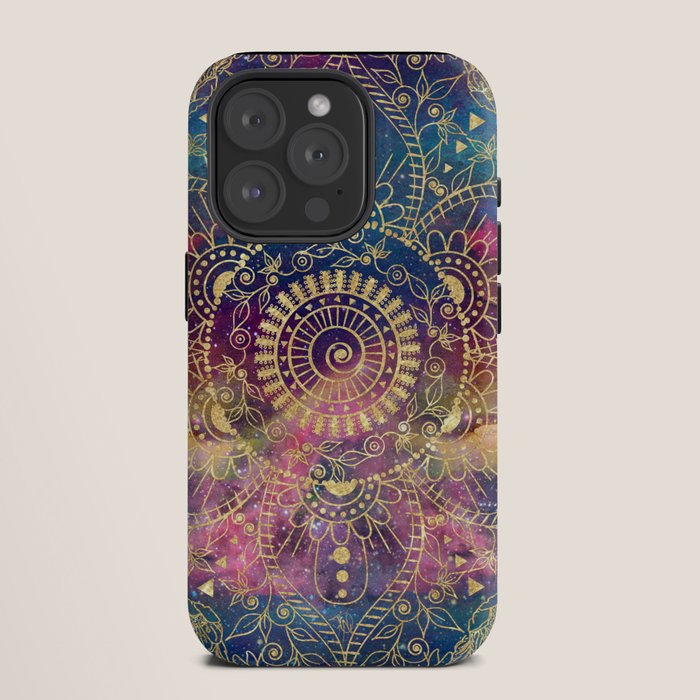 Gold watercolor and nebula mandala iPhone Case Gallery Image 11