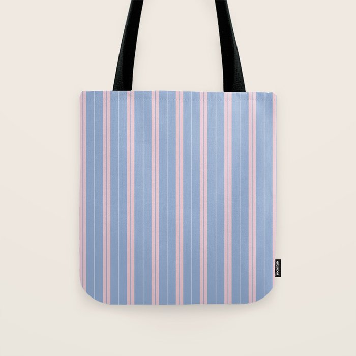 Cottage Stripes Double Stripe Pattern in Light Blue and Baby Pink Tote Bag Gallery Image 1