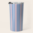 Cottage Stripes Double Stripe Pattern in Light Blue and Baby Pink Travel Mug Gallery Image 3