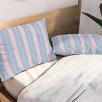 Cottage Stripes Double Stripe Pattern in Light Blue and Baby Pink Pillow Sham Gallery Image 2