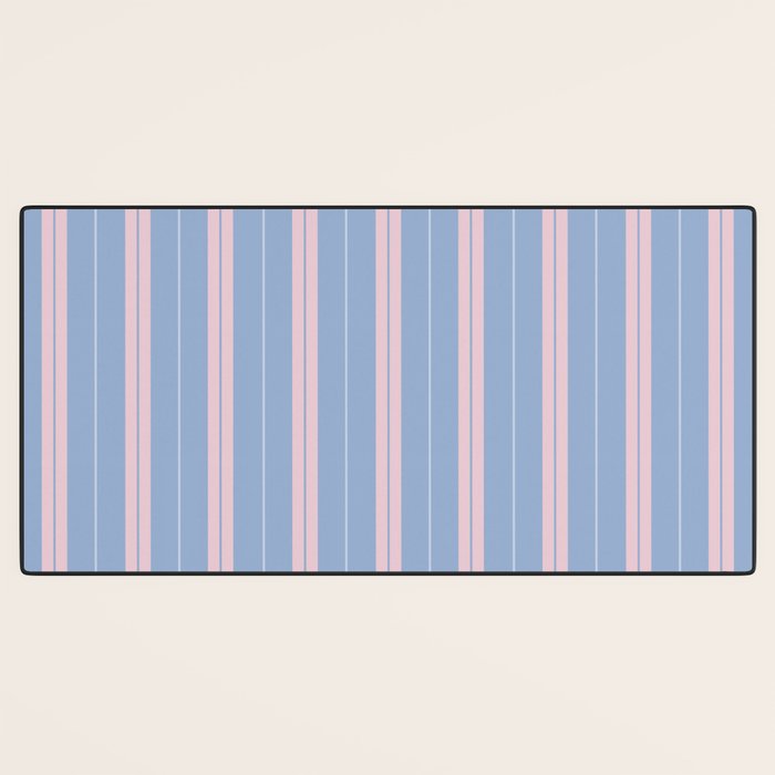 Cottage Stripes Double Stripe Pattern in Light Blue and Baby Pink Desk Mat Gallery Image 3