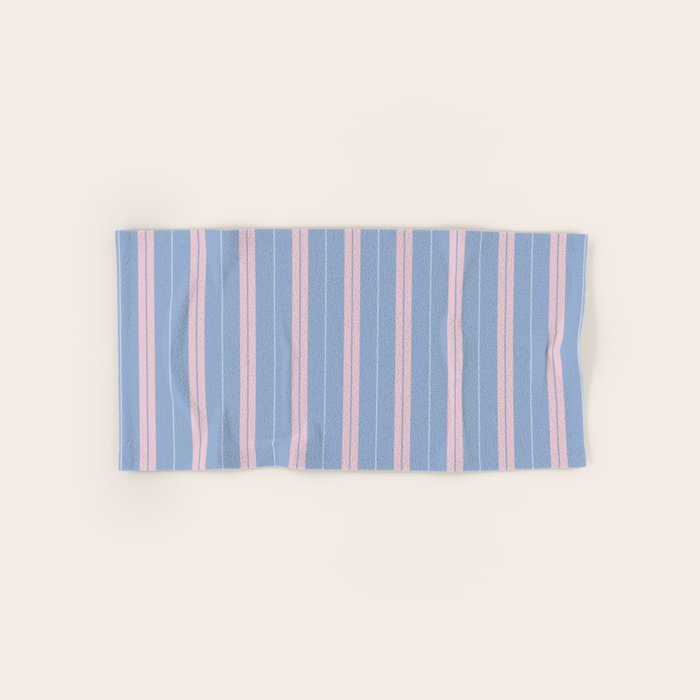 Cottage Stripes Double Stripe Pattern in Light Blue and Baby Pink Bath Towel Gallery Image 1