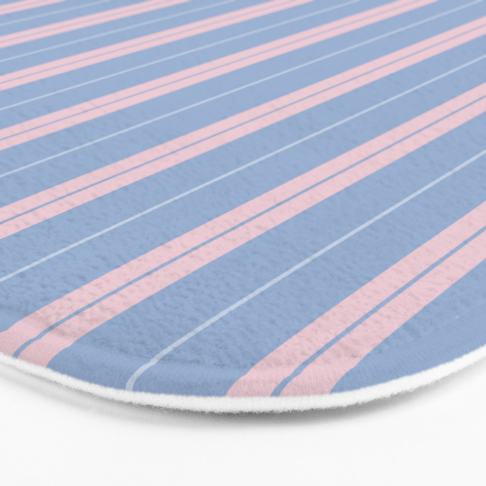 Cottage Stripes Double Stripe Pattern in Light Blue and Baby Pink Bath Mat Gallery Image 3