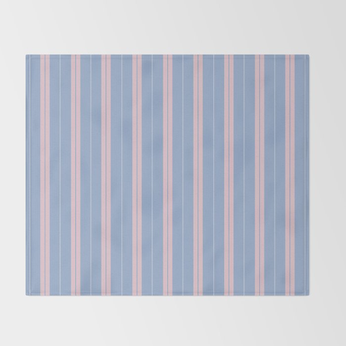 Cottage Stripes Double Stripe Pattern in Light Blue and Baby Pink Throw Blanket Gallery Image 2