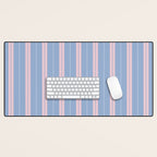 Cottage Stripes Double Stripe Pattern in Light Blue and Baby Pink Desk Mat Gallery Image 1