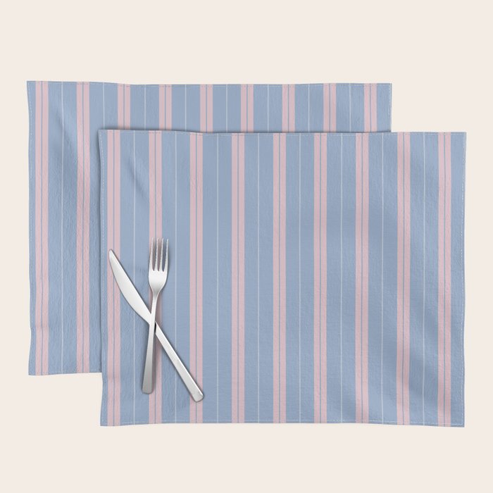 Cottage Stripes Double Stripe Pattern in Light Blue and Baby Pink Placemat Gallery Image 1