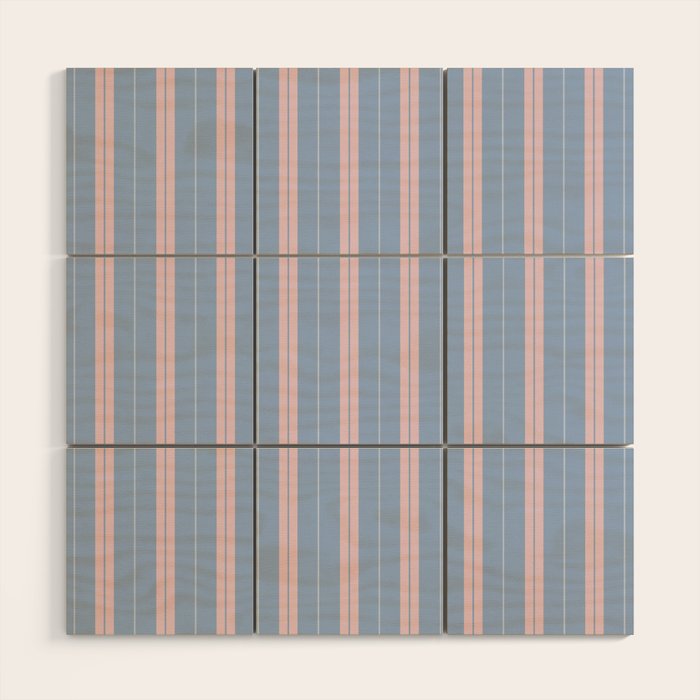 Cottage Stripes Double Stripe Pattern in Light Blue and Baby Pink Wood Wall Art Gallery Image 1