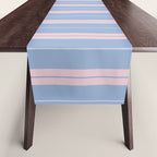 Cottage Stripes Double Stripe Pattern in Light Blue and Baby Pink Table Runner Gallery Image 1