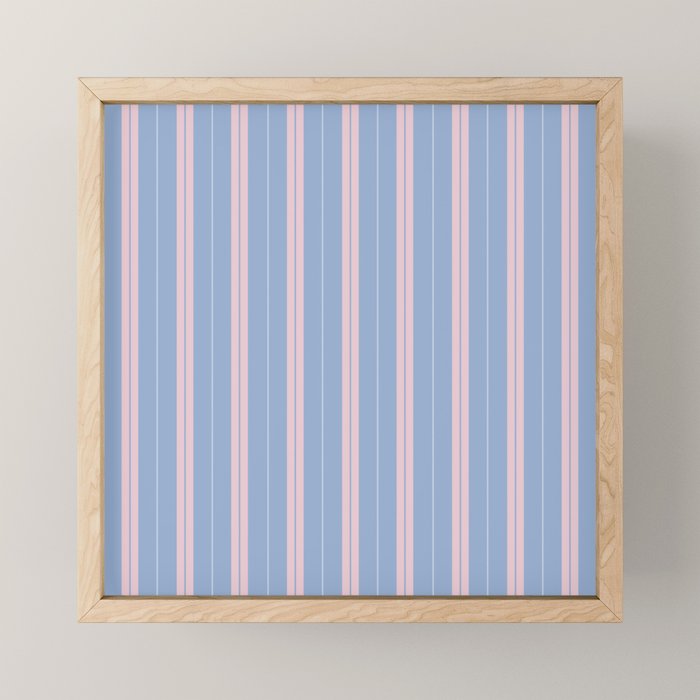 Cottage Stripes Double Stripe Pattern in Light Blue and Baby Pink Mini Art Print Gallery Image 1