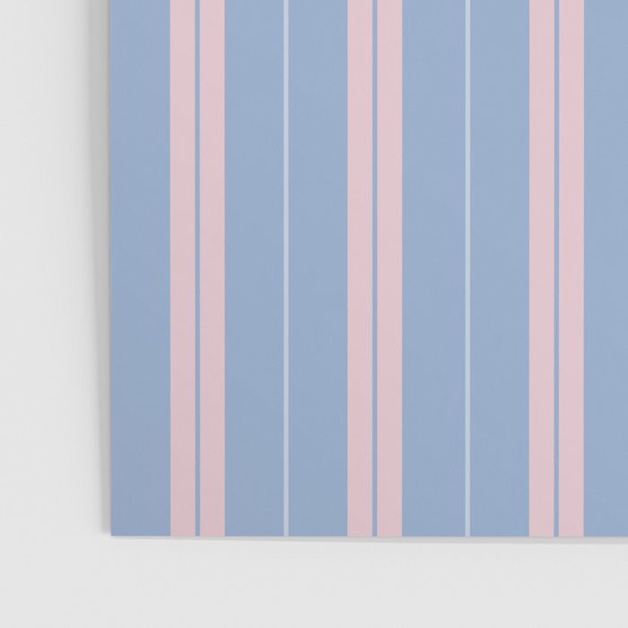 Cottage Stripes Double Stripe Pattern in Light Blue and Baby Pink Poster Gallery Image 3