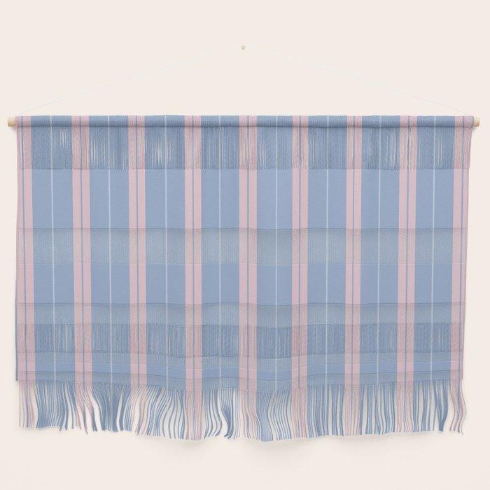 Cottage Stripes Double Stripe Pattern in Light Blue and Baby Pink Wall Hanging Gallery Image 1