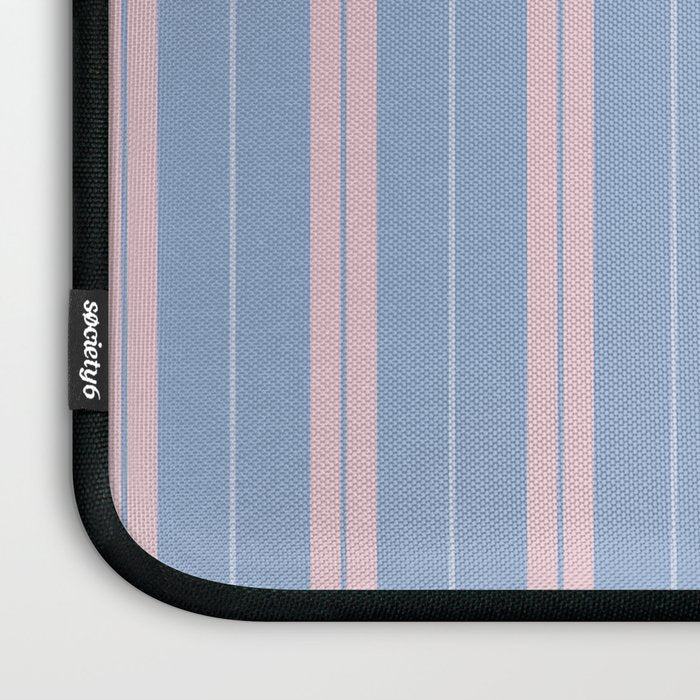 Cottage Stripes Double Stripe Pattern in Light Blue and Baby Pink Laptop Sleeve Gallery Image 3
