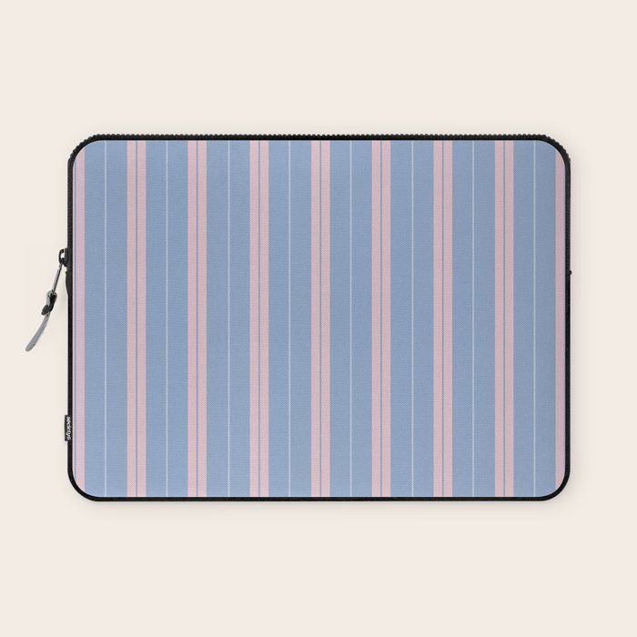 Cottage Stripes Double Stripe Pattern in Light Blue and Baby Pink Laptop Sleeve Gallery Image 1