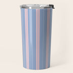 Cottage Stripes Double Stripe Pattern in Light Blue and Baby Pink Travel Mug Gallery Image 2