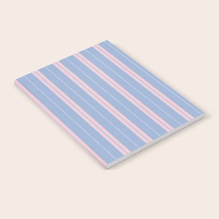 Cottage Stripes Double Stripe Pattern in Light Blue and Baby Pink Notebook Gallery Image 1