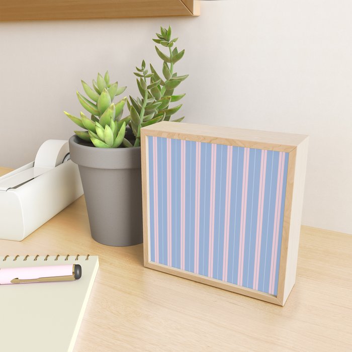 Cottage Stripes Double Stripe Pattern in Light Blue and Baby Pink Mini Art Print Gallery Image 2