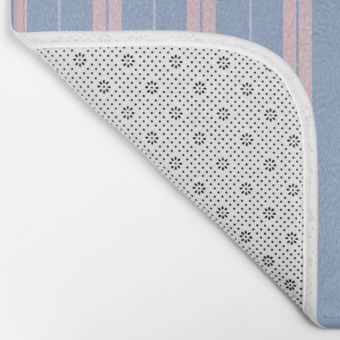 Cottage Stripes Double Stripe Pattern in Light Blue and Baby Pink Bath Mat Gallery Image 2
