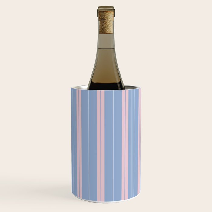 Cottage Stripes Double Stripe Pattern in Light Blue and Baby Pink Wine Chiller Gallery Image 3