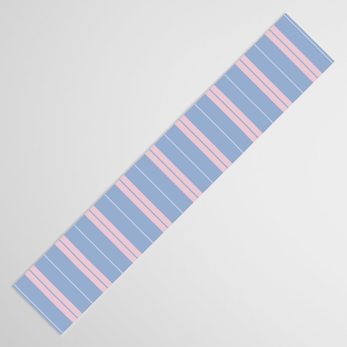 Cottage Stripes Double Stripe Pattern in Light Blue and Baby Pink Table Runner Gallery Image 3