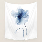Blue Watercolor Poppies #2 Wall Tapestry Gallery Image 4
