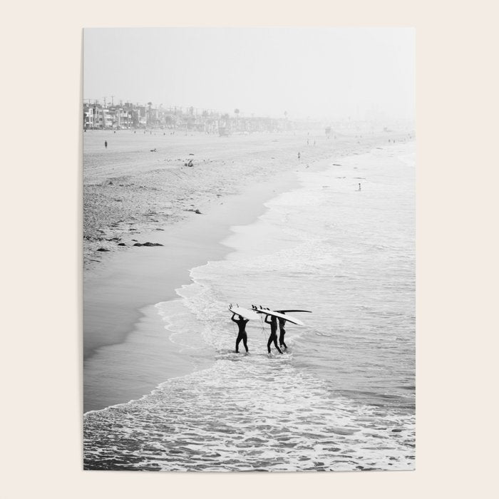 Surfers Exiting the Water in Manhattan Beach California Poster Gallery Image 1