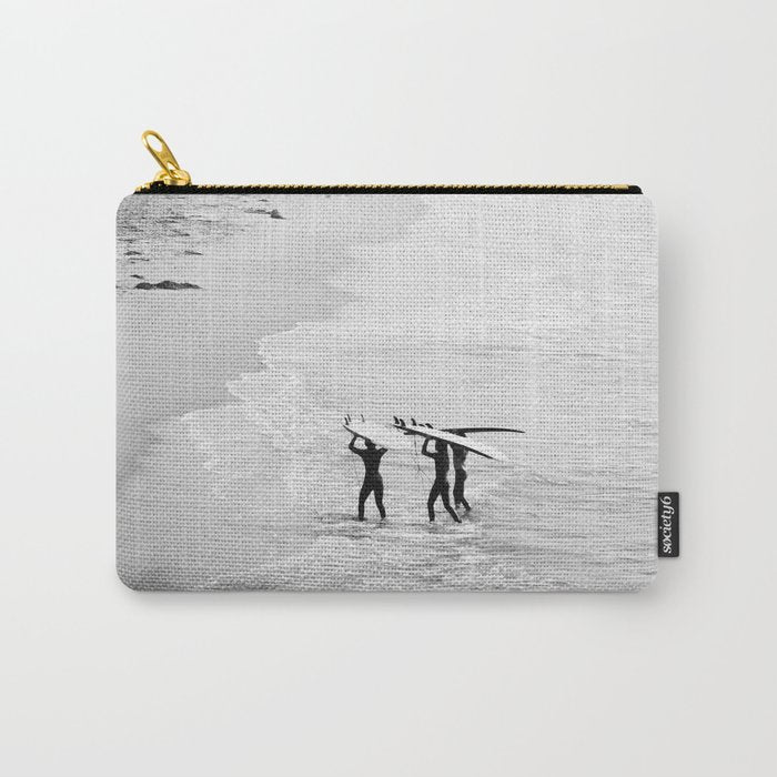 Surfers Exiting the Water in Manhattan Beach California Carry All Pouch Gallery Image 1